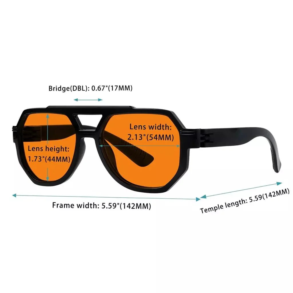100% Blue Blocking Nighttime Pilot Screwless Eyeglasses NR2309-B98