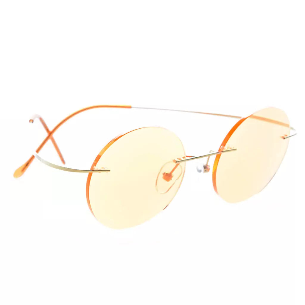 Titanium Rimless Round Blue Light Blocking Glasses Men Women
