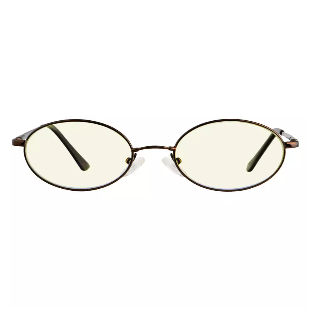 Small Oval Blue Light Blocking Reading Glasses Women Men Spring Hinges