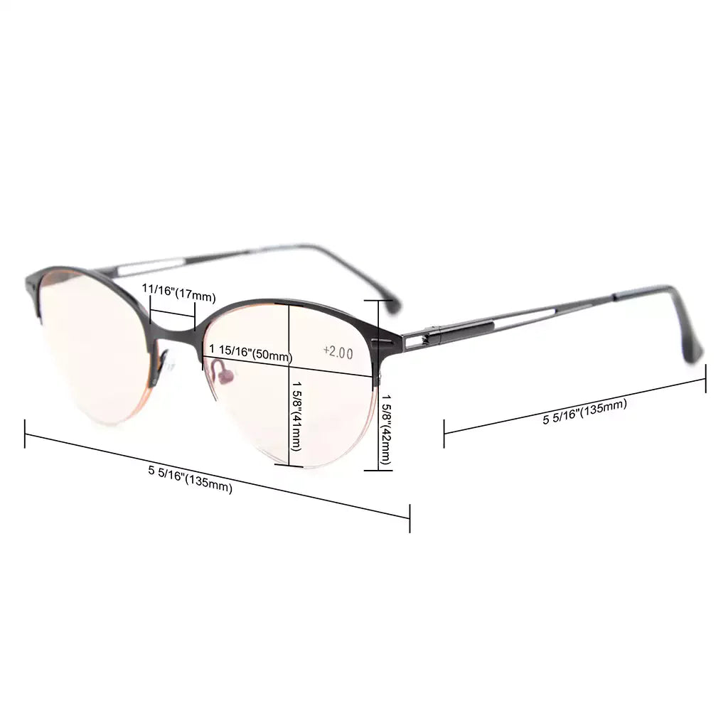 Half-Rim Cat-Eye Blue Light Blocking Reading Glasses for Women