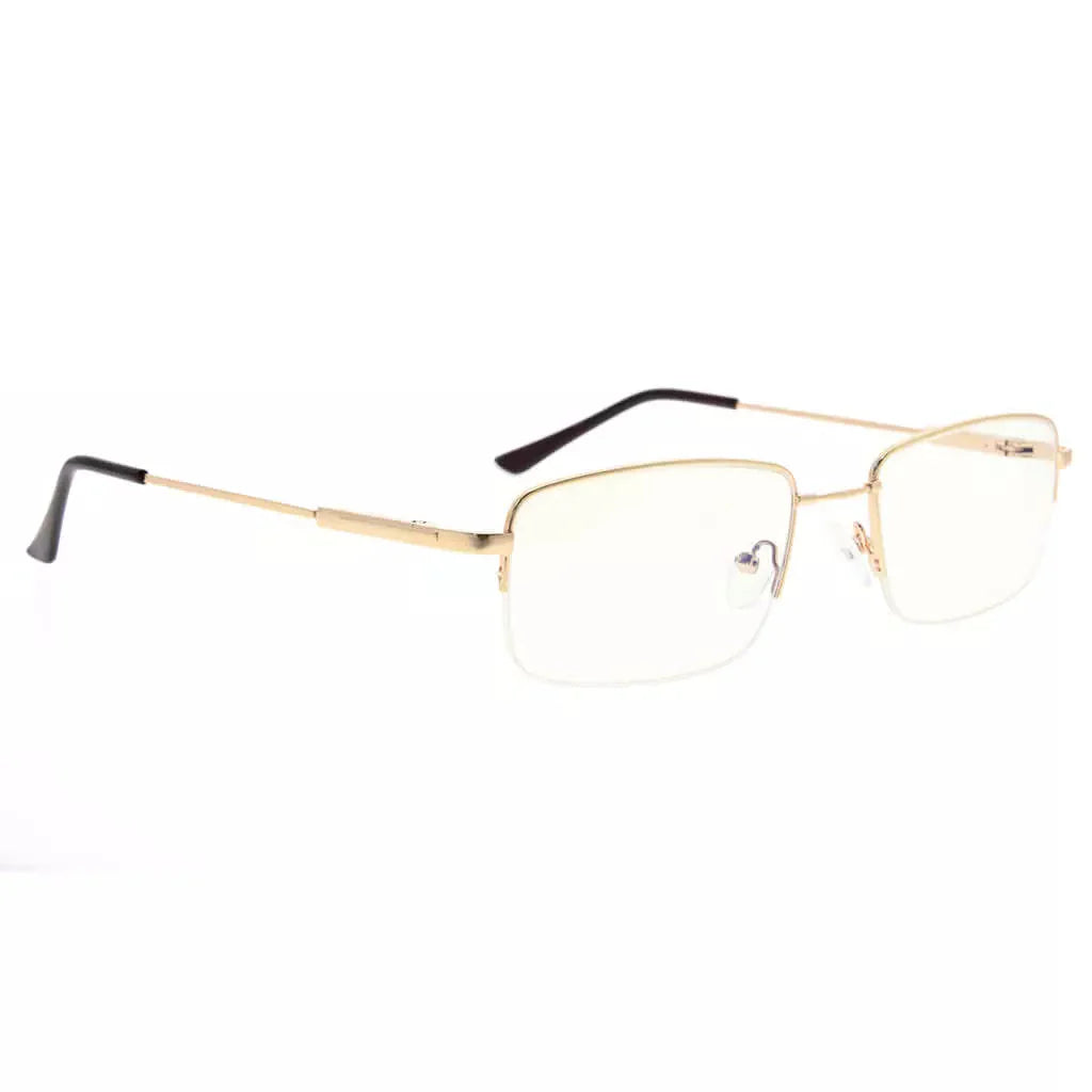 Half-rim Titanium Blue Light Blocking Reading Glasses Men Spring Hinges