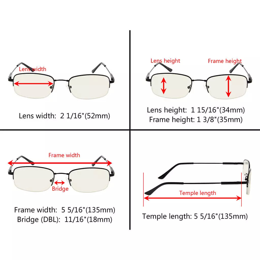Half-Rim Titanium Blue Light Blocking Reading Glasses Men Women