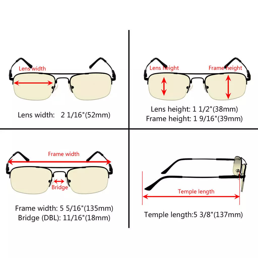 Pilot Titanium Halfrim Blue Light Blocking Reading Glasses for Women