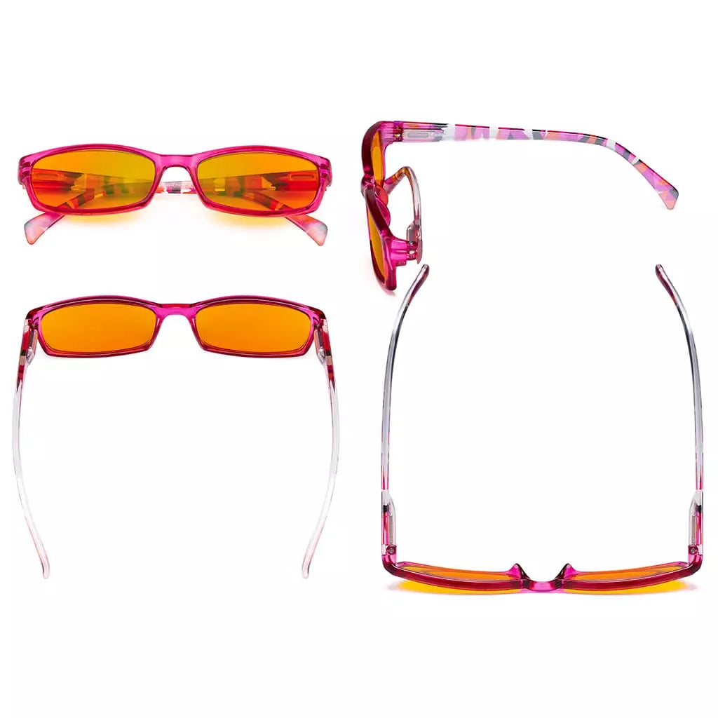 Patterned Orange Tinted Blue Light Blocking Reading Glasses for Women Men
