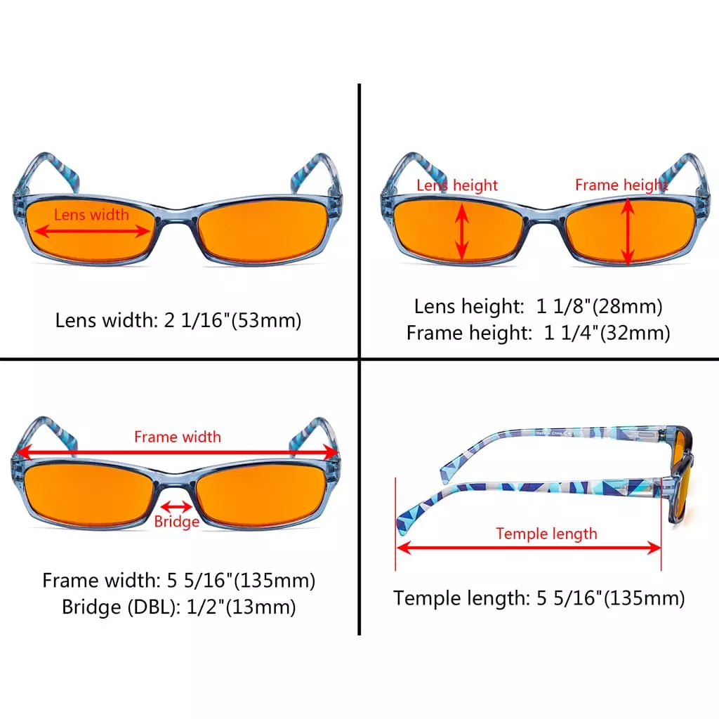 Patterned Orange Tinted Blue Light Blocking Reading Glasses for Women Men