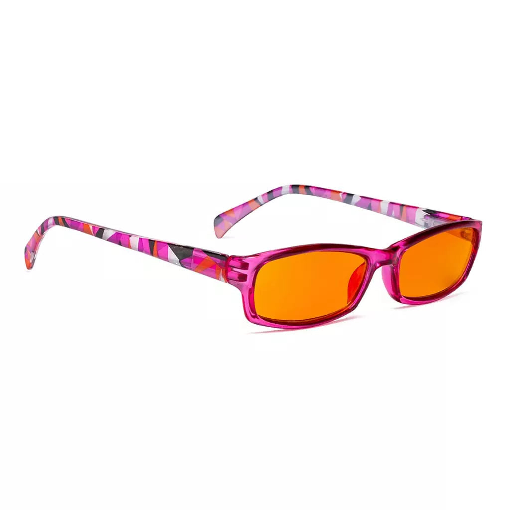Patterned Orange Tinted Blue Light Blocking Reading Glasses for Women Men