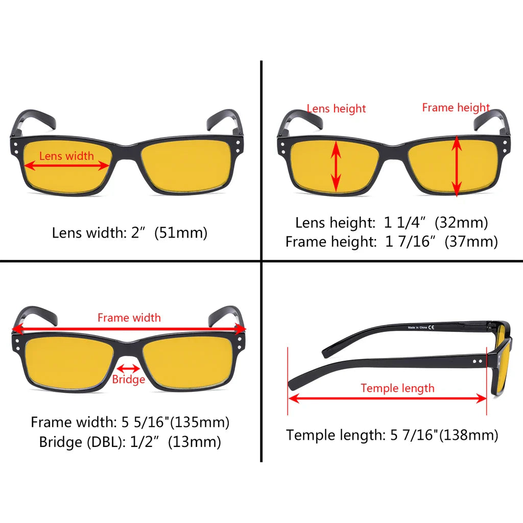 Amber Tinted Blue Light Blocking Reading Glasses Men