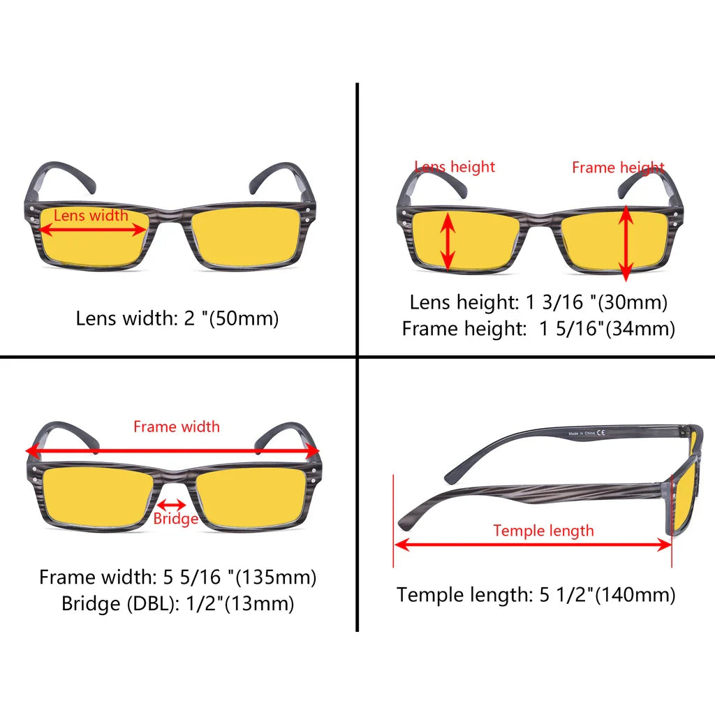 Amber Tinted Patterned Blue Light Blocking Reading Glasses Men