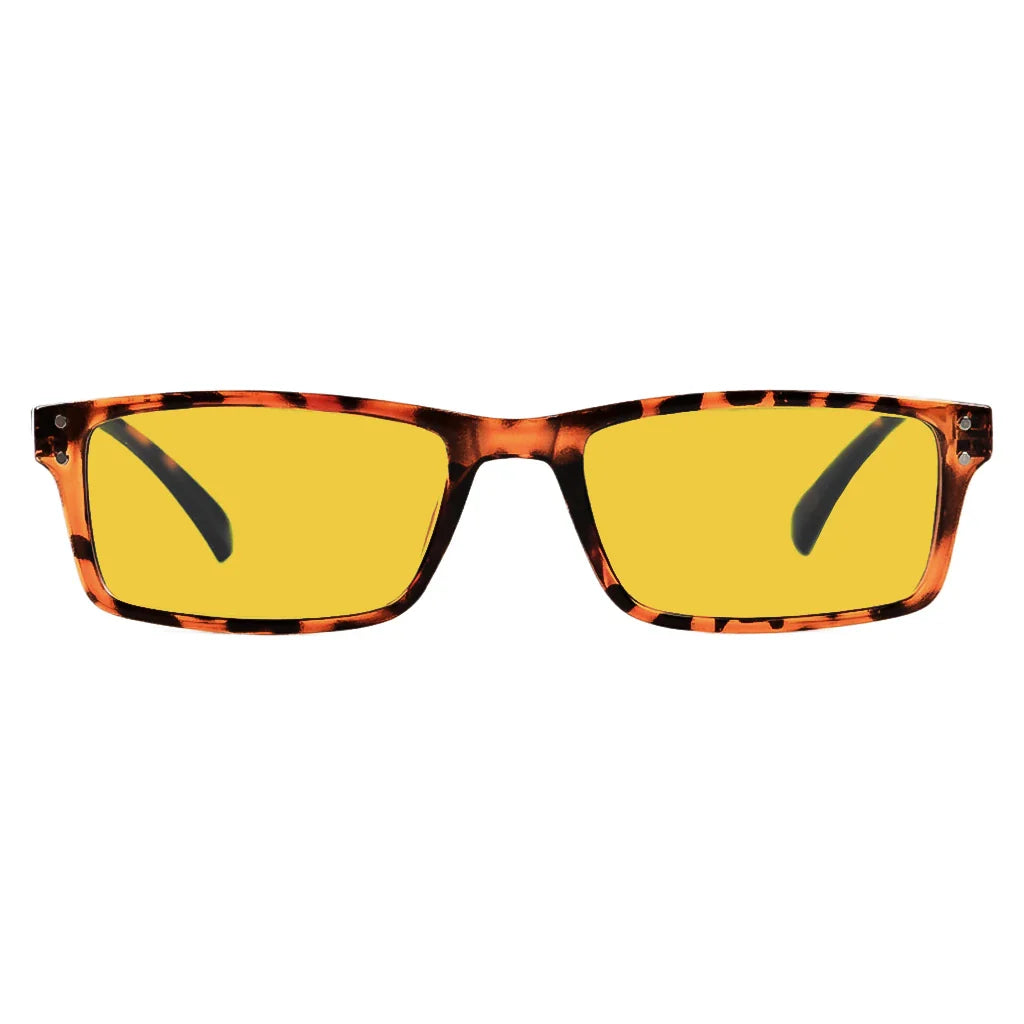Amber Tinted Patterned Blue Light Blocking Reading Glasses Men