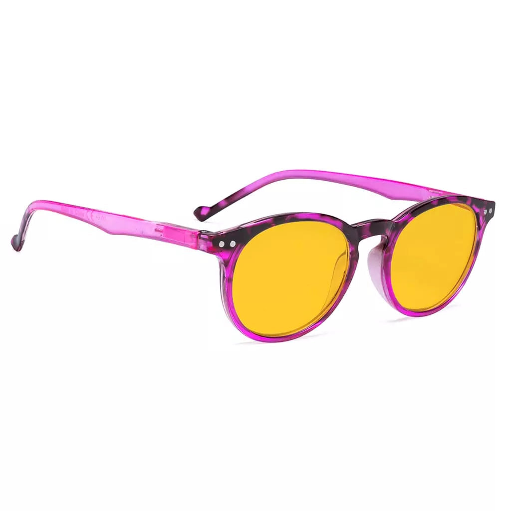 Oval Round Amber Tinted Blue Light Blocking Reading Glasses Women Men