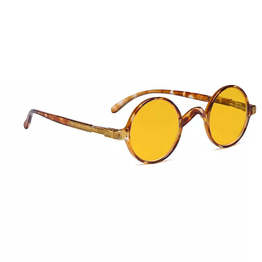 Amber Tinted Round Blue Light Blocking Glasses Women Men
