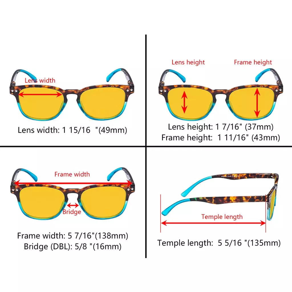 Amber Tinted Patterned Designer Blue Light Blocking Reading Glasses