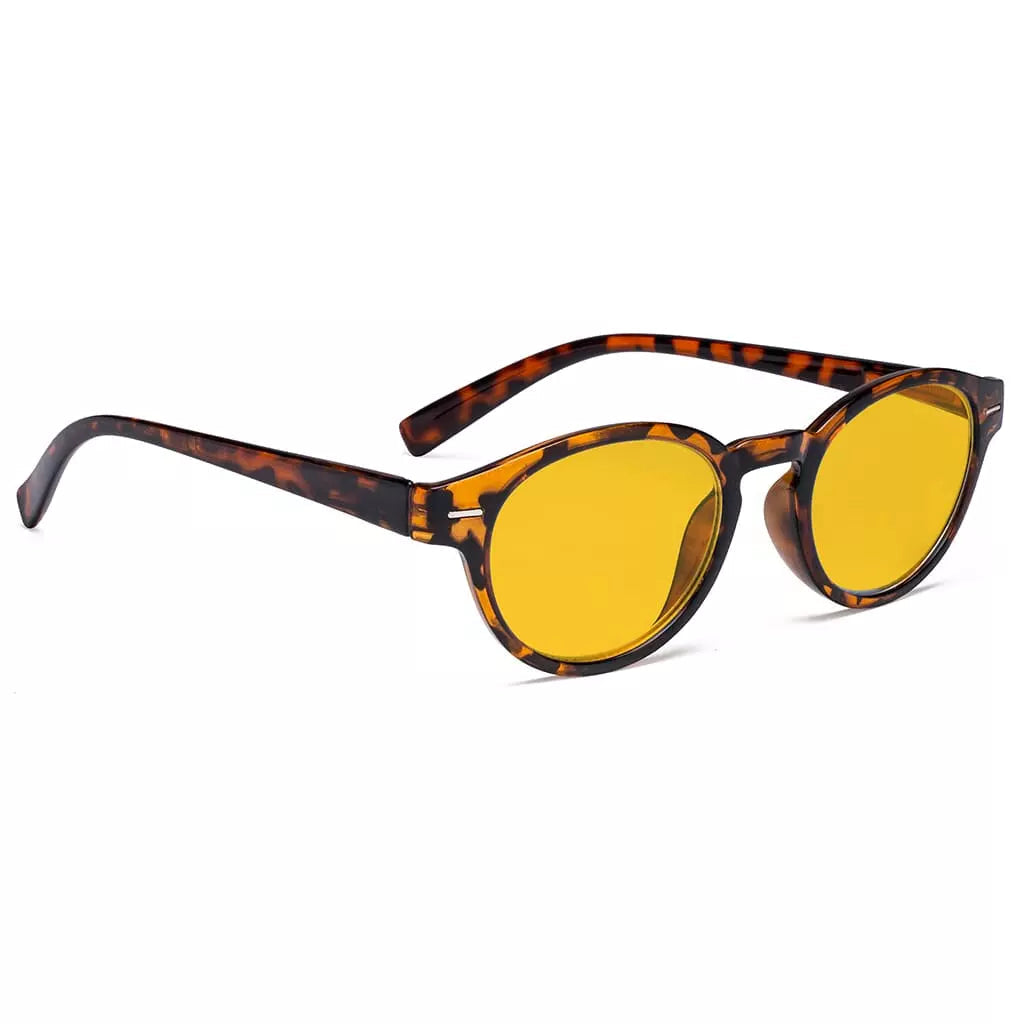 Oval Round Amber Tinted Blue Light Blocking Reading Glasses Women
