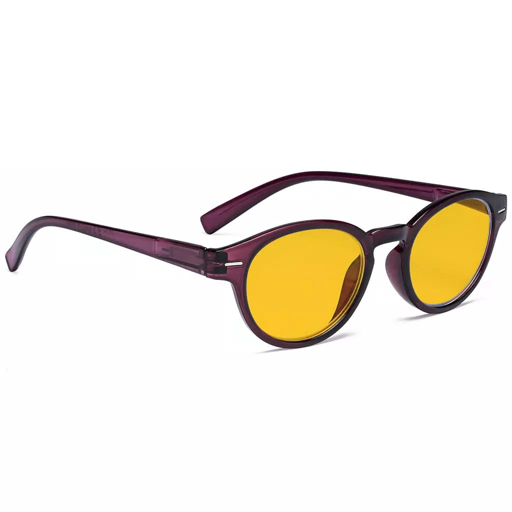 Oval Round Amber Tinted Blue Light Blocking Reading Glasses Women