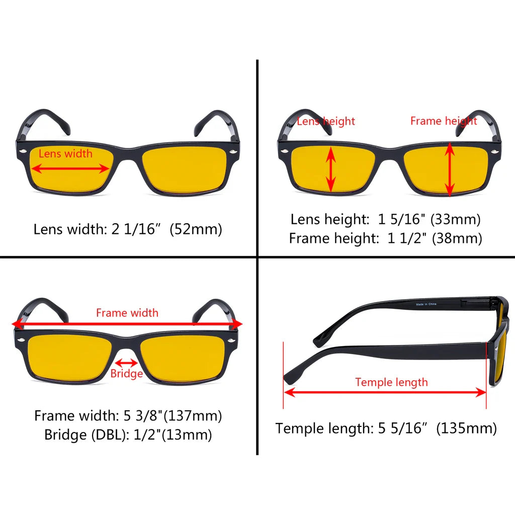 Amber Tinted Blue Light Blocking Reading Glasses Men