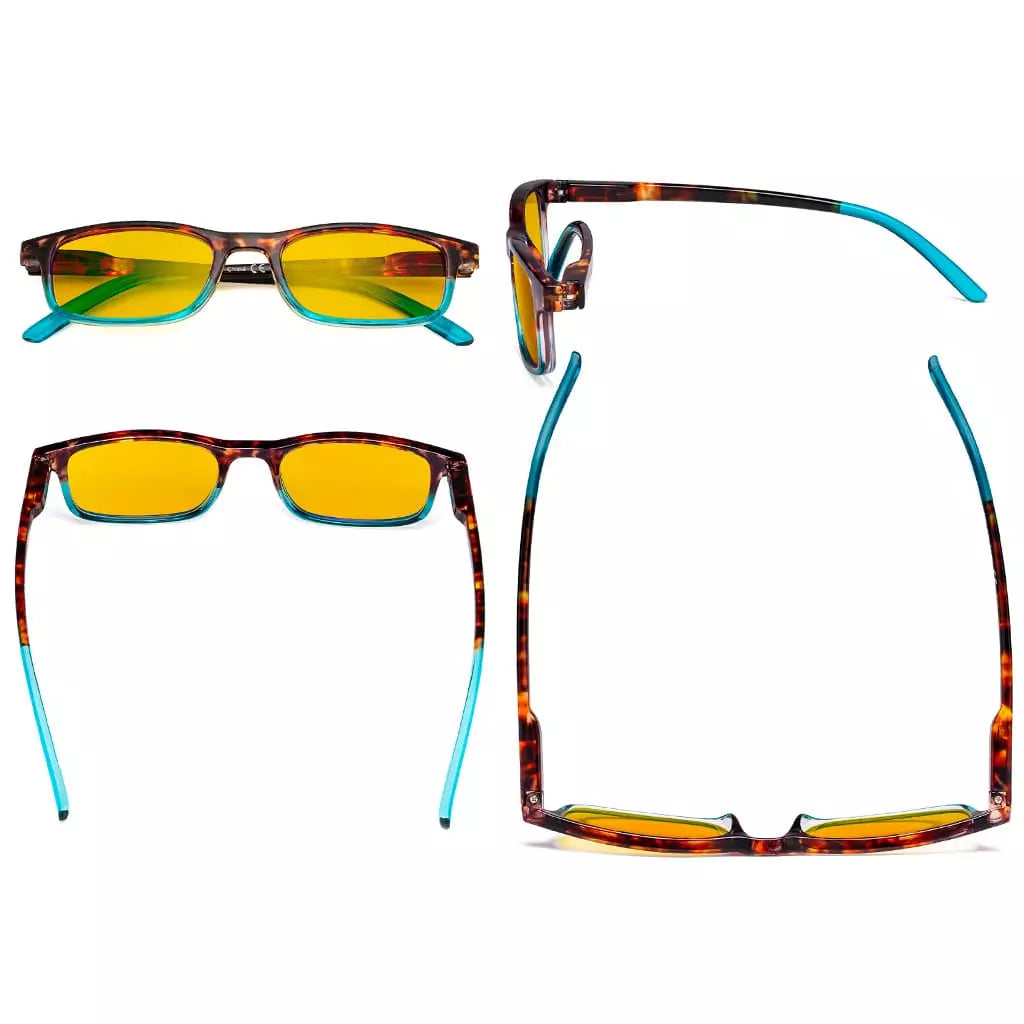 Amber Tinted Two-tone Blue Light Blocking Reading Glasses Women