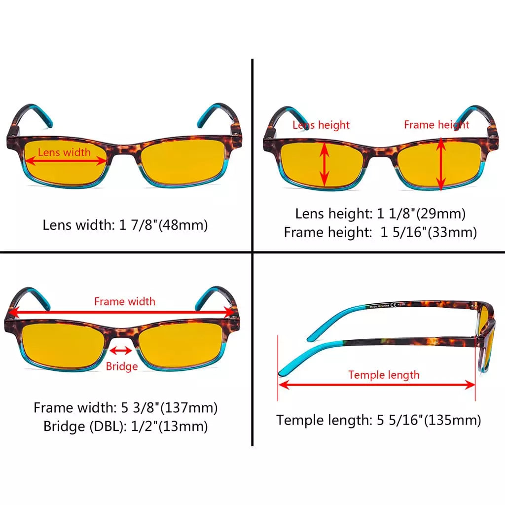 Amber Tinted Two-tone Blue Light Blocking Reading Glasses Women