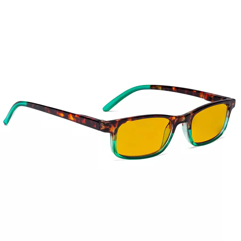 Amber Tinted Two-tone Blue Light Blocking Reading Glasses Women