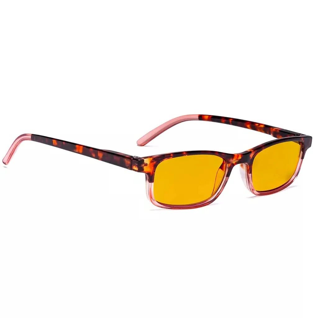 Amber Tinted Two-tone Blue Light Blocking Reading Glasses Women