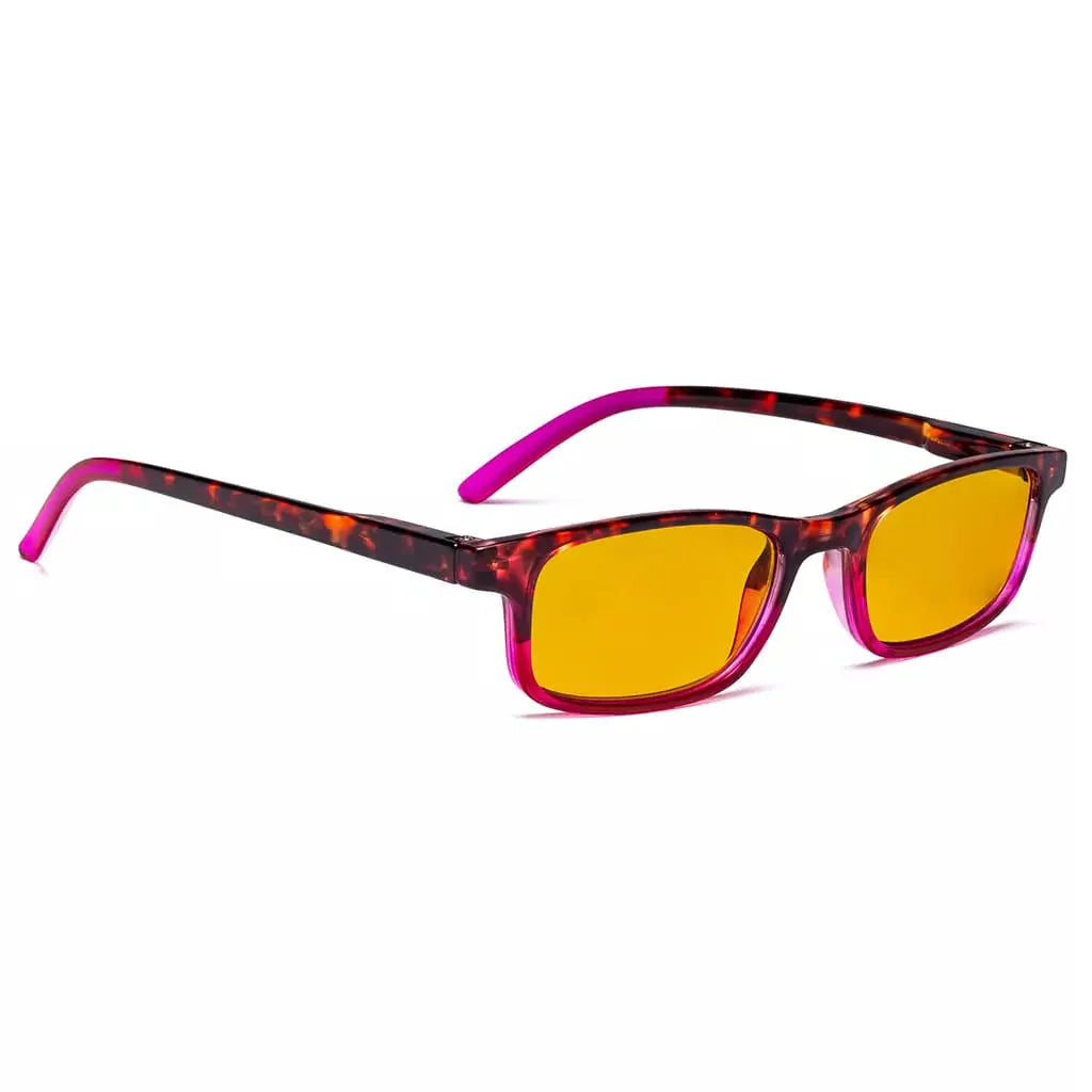 Amber Tinted Two-tone Blue Light Blocking Reading Glasses Women