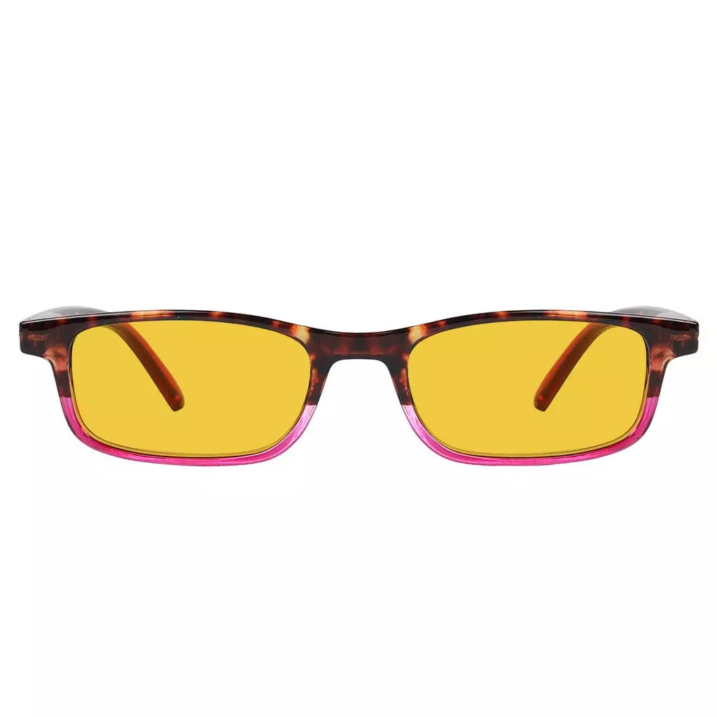 Amber Tinted Two-tone Blue Light Blocking Reading Glasses Women