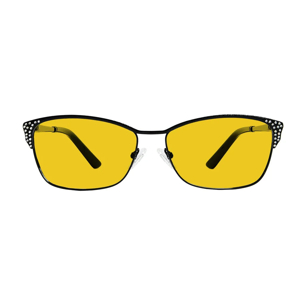 Amber Tinted Blue Light Crystals Gemstones Blocking Glasses Men Women