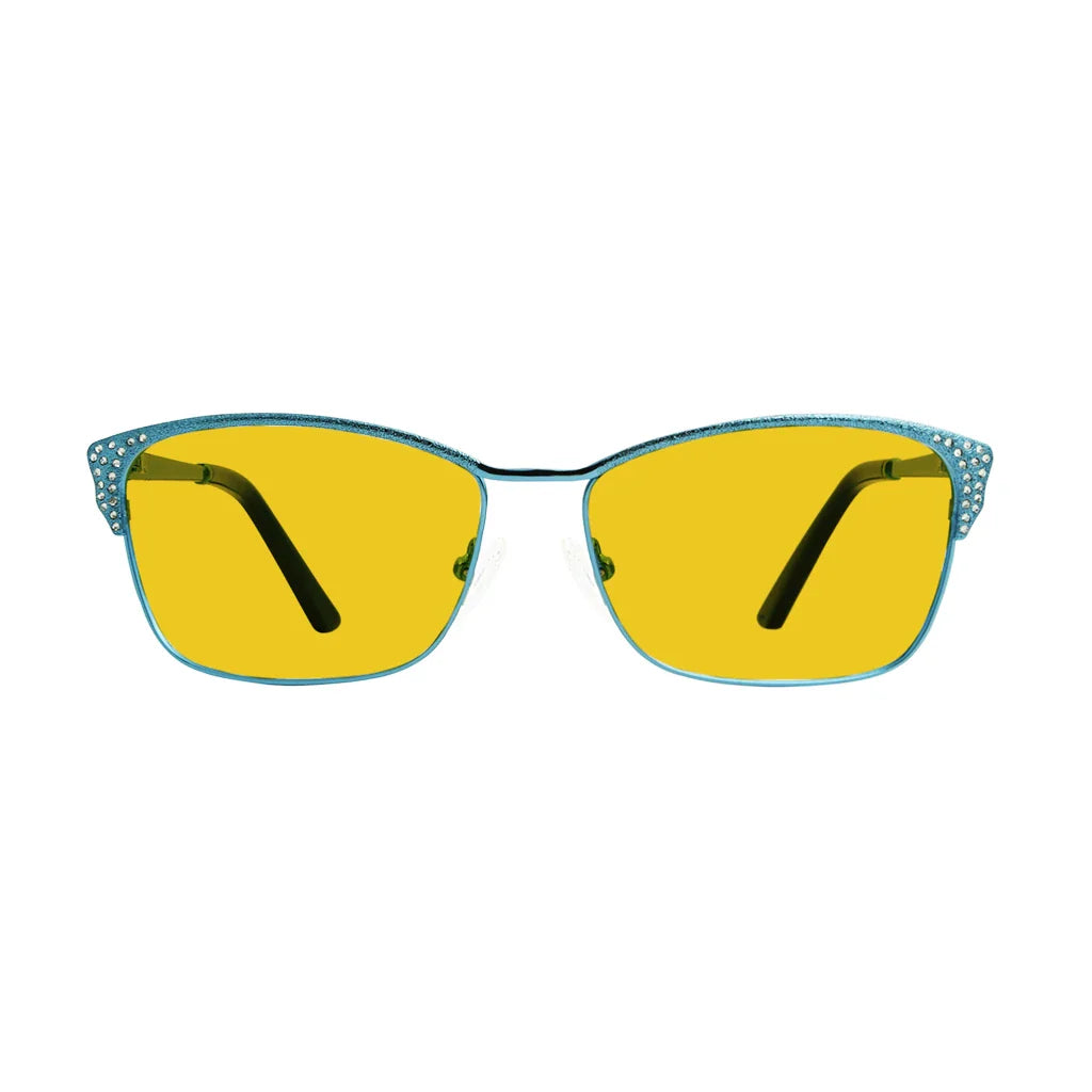 Amber Tinted Blue Light Crystals Gemstones Blocking Glasses Men Women