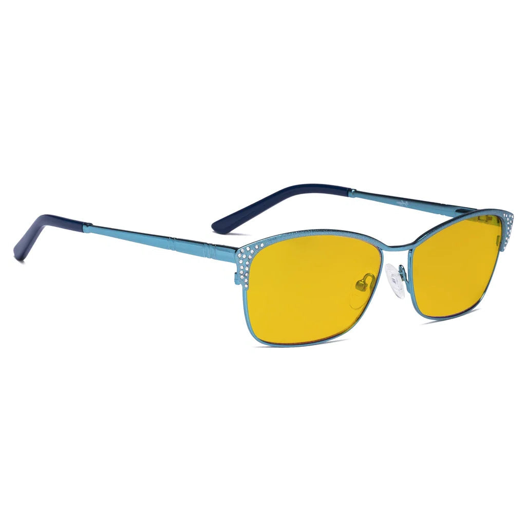 Amber Tinted Blue Light Crystals Gemstones Blocking Glasses Men Women