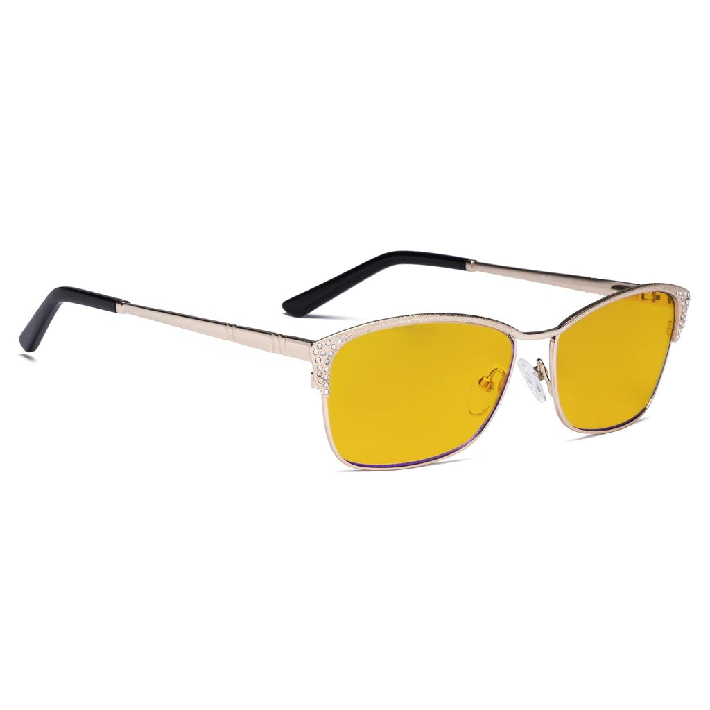 Amber Tinted Blue Light Crystals Gemstones Blocking Glasses Men Women