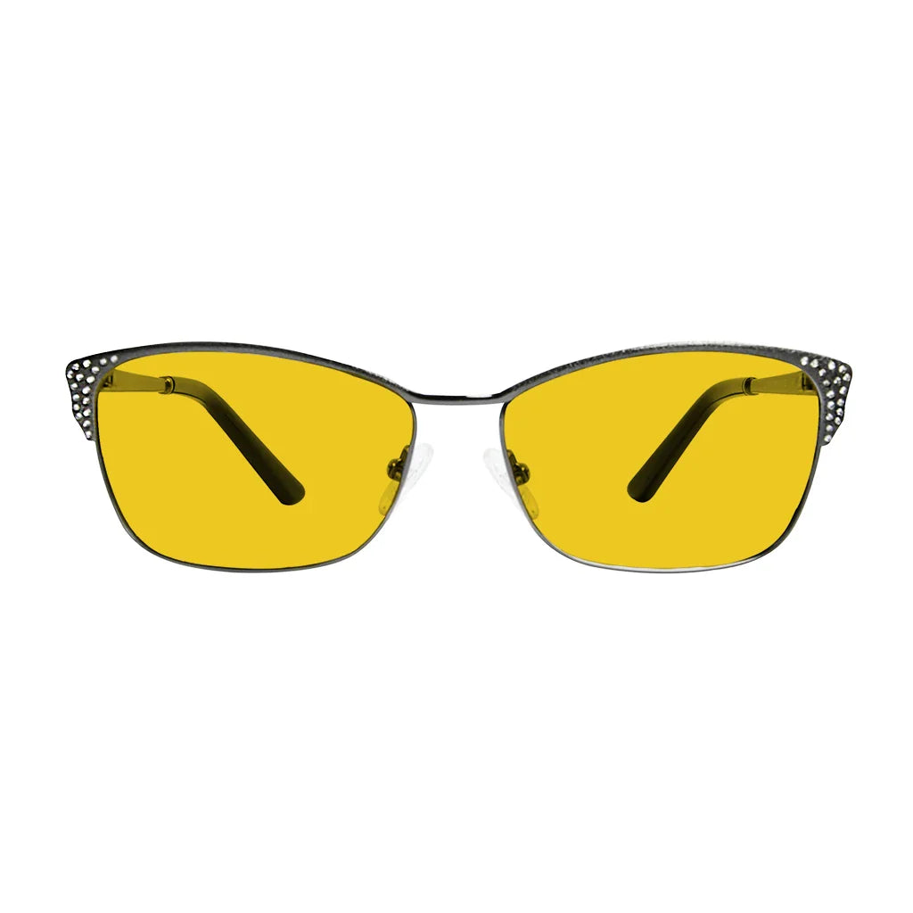 Amber Tinted Blue Light Crystals Gemstones Blocking Glasses Men Women