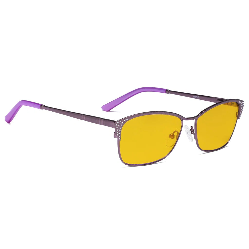 Amber Tinted Blue Light Crystals Gemstones Blocking Glasses Men Women