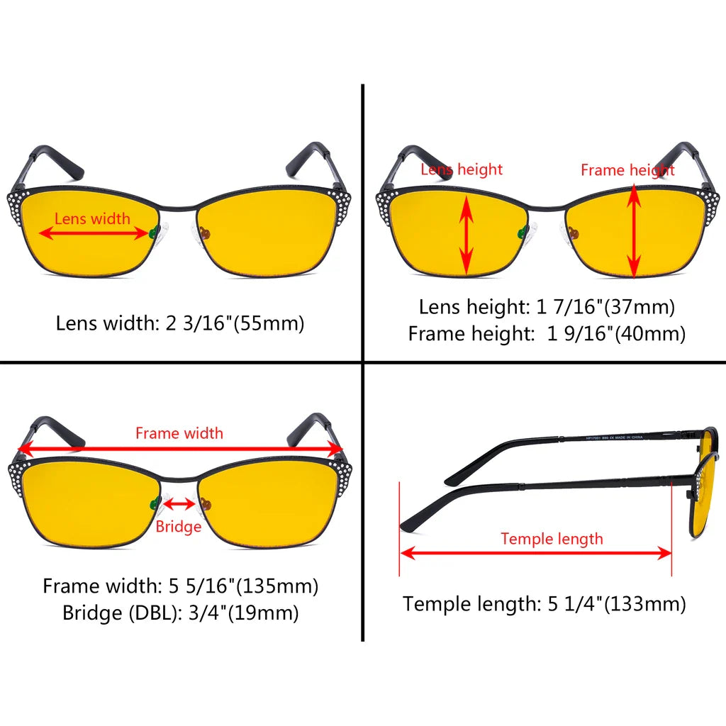 Amber Tinted Blue Light Crystals Gemstones Blocking Glasses Men Women