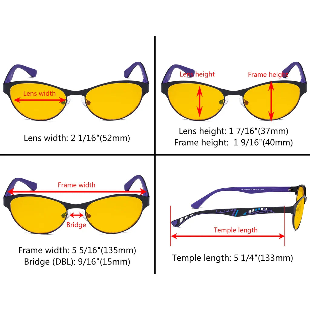 Amber Tinted Patternd Rubber Arms Blue Light Blocking Glasses Men Women