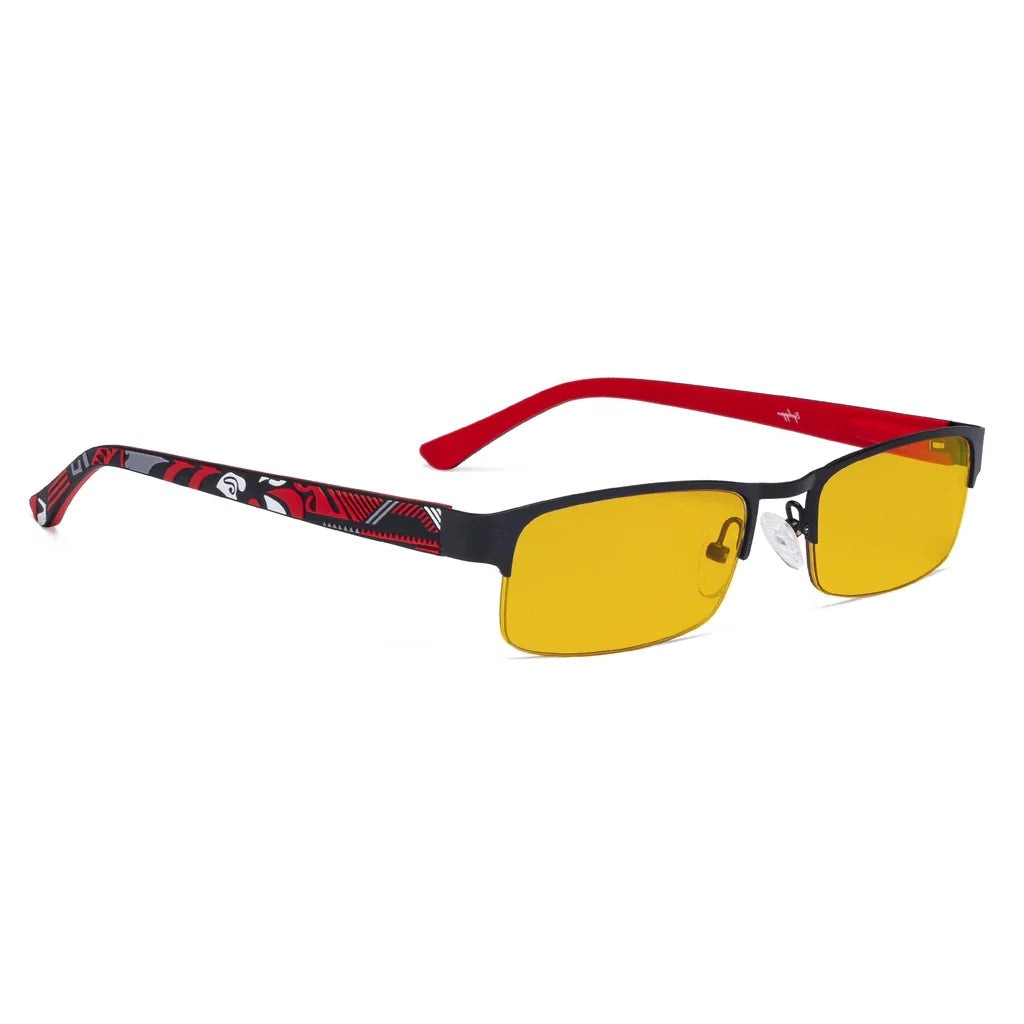 Amber Tinted Half-rim Titanium Wirerim Blue Light Blocking Glasses Women