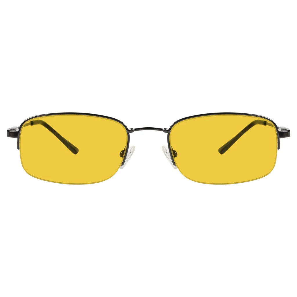 Amber Tinted Titanium Half-rim Blue Light Blocking Reading Glasses Men