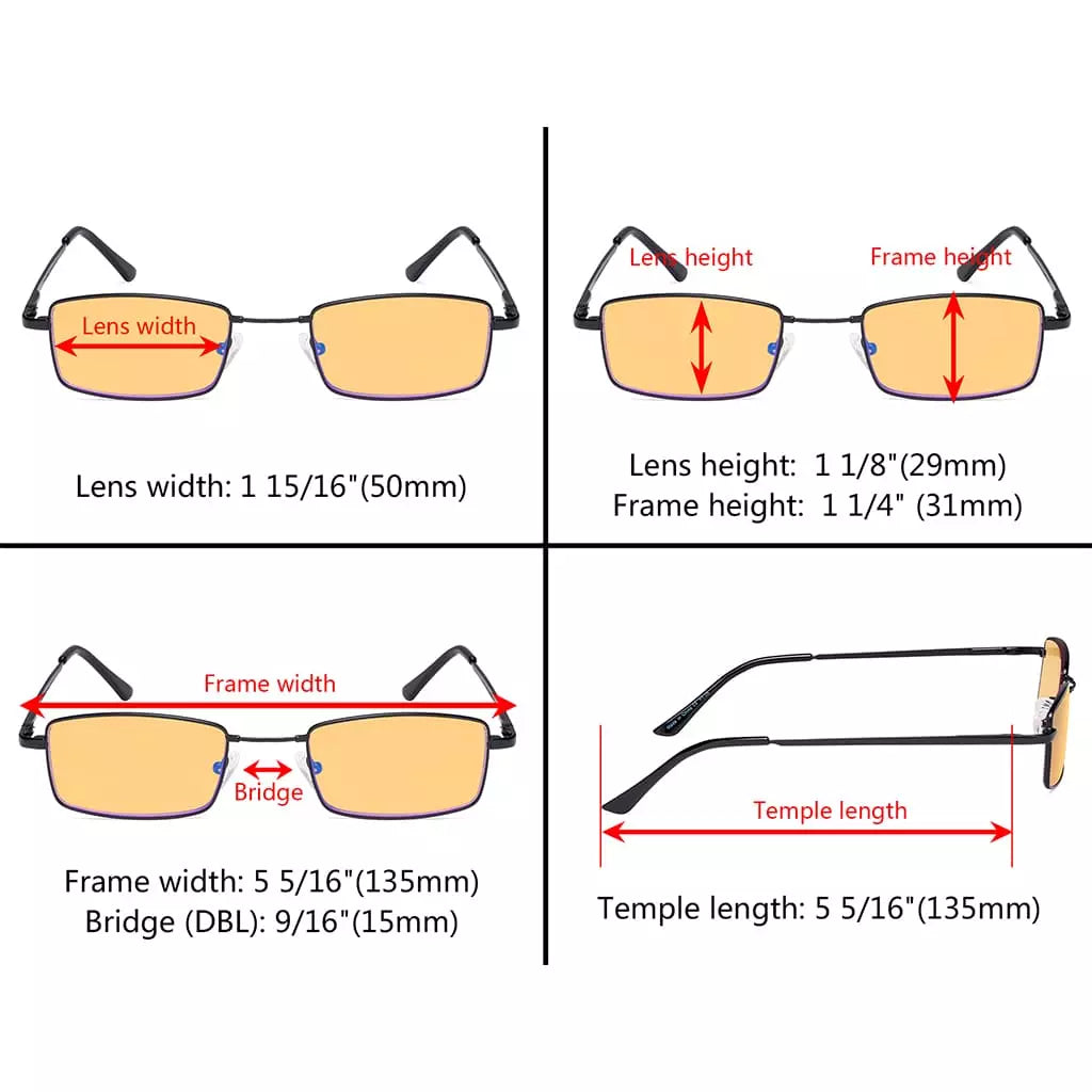 Amber Tinted Blue Light Blocking Reading Cheaters Glasses