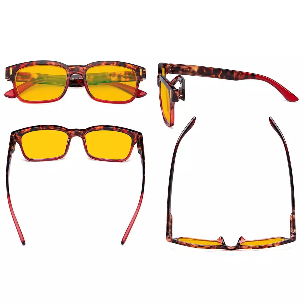 Amber Tinted Two-Tone Blue Light Blocking Reading Glasses Women