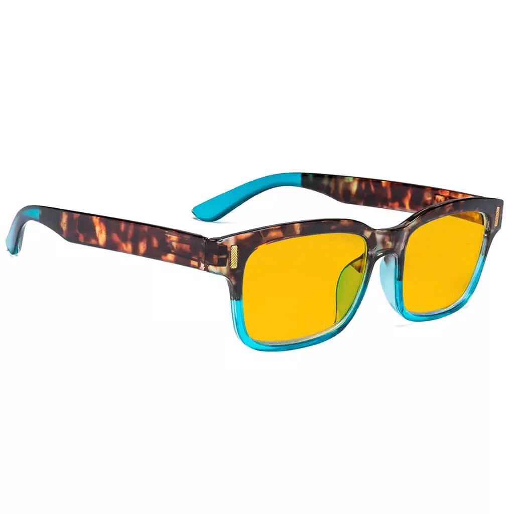 Amber Tinted Two-Tone Blue Light Blocking Reading Glasses Women