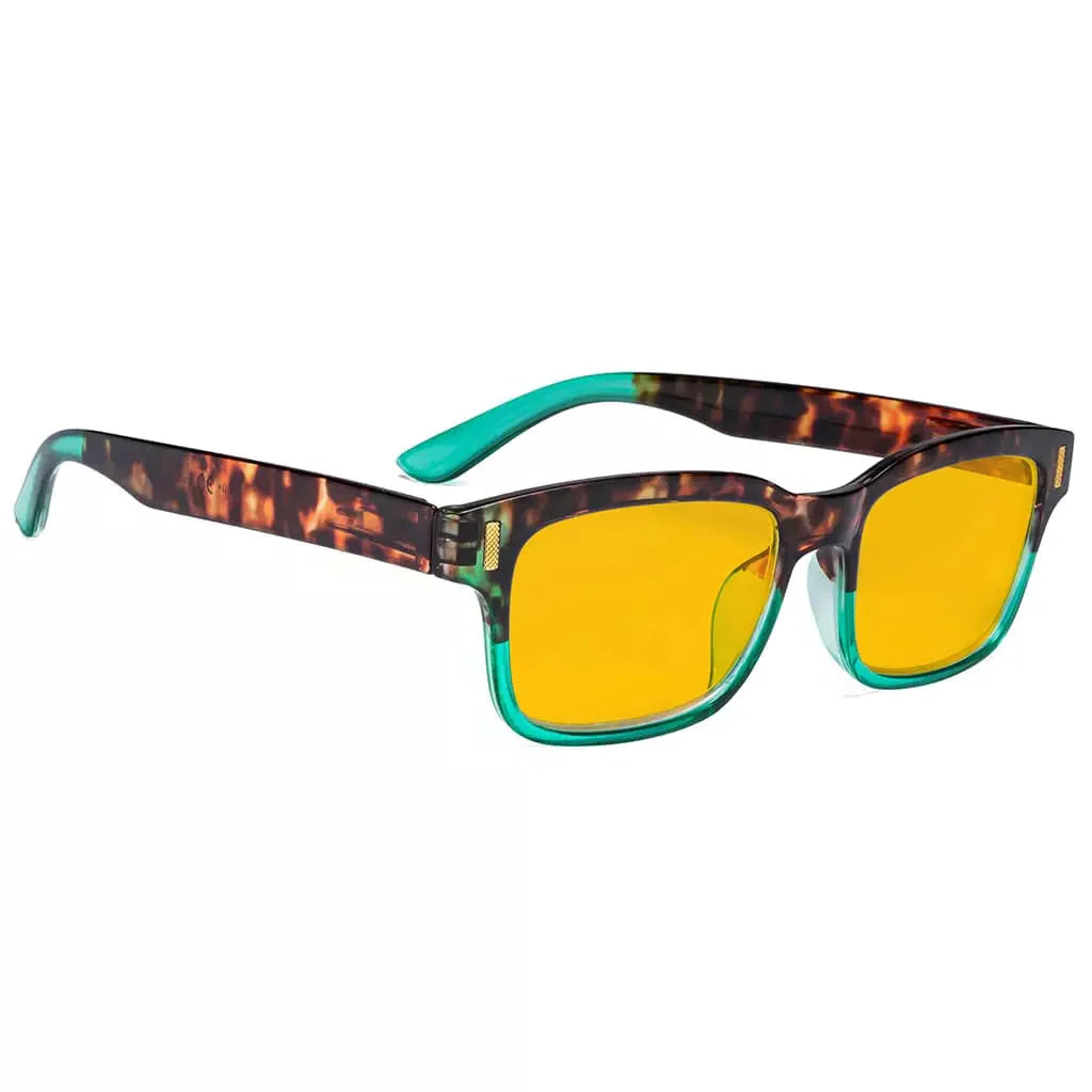 Amber Tinted Two-Tone Blue Light Blocking Reading Glasses Women
