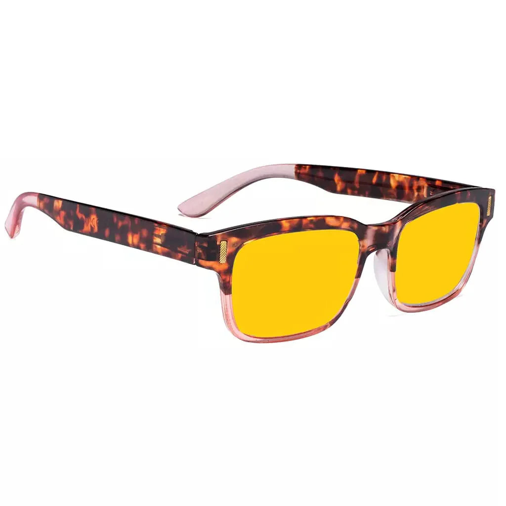 Amber Tinted Two-Tone Blue Light Blocking Glasses Women