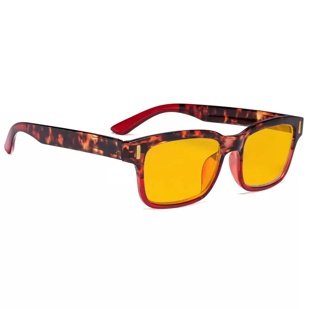 Amber Tinted Two-Tone Blue Light Blocking Reading Glasses Women