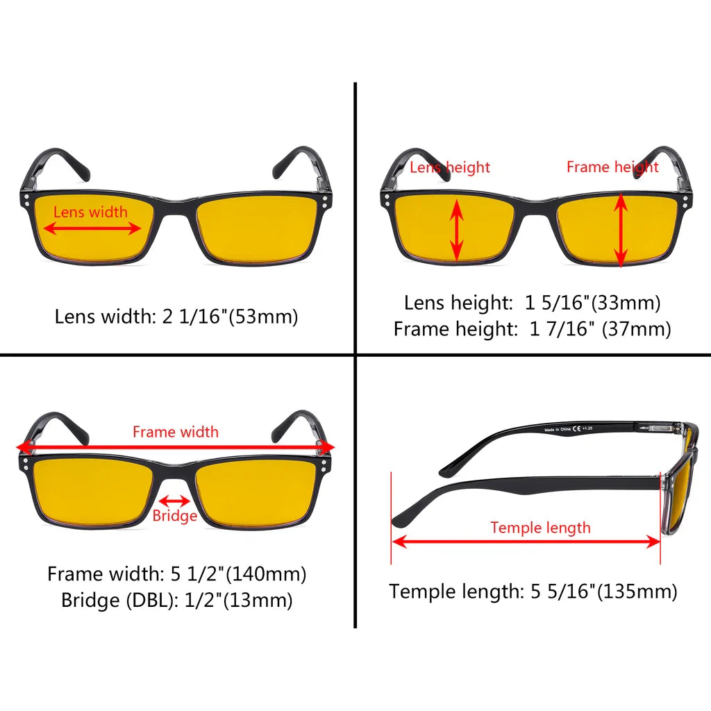 Amber Tinted Blue Light Blocking Reading Glasses Women Men
