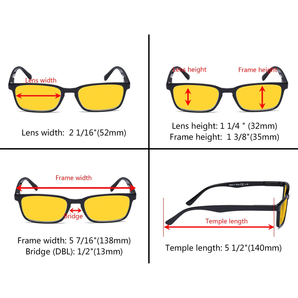 Amber Tinted Blue Light Blocking Reading Glasses Men