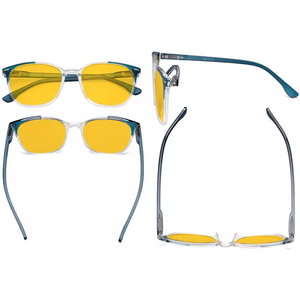 Amber Tinted Two-Tone Blue Light Blocking Reading Glasses Women