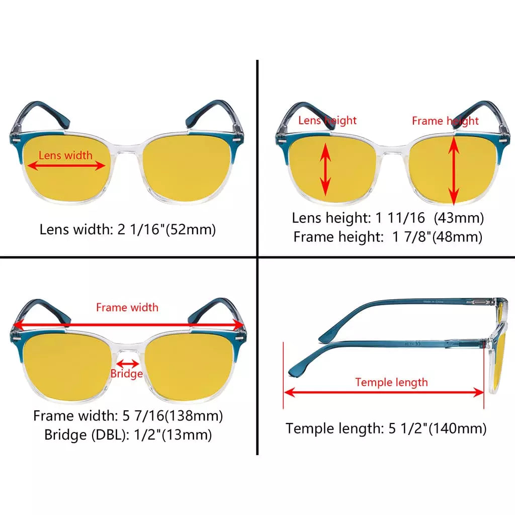Amber Tinted Two-Tone Blue Light Blocking Reading Glasses Women