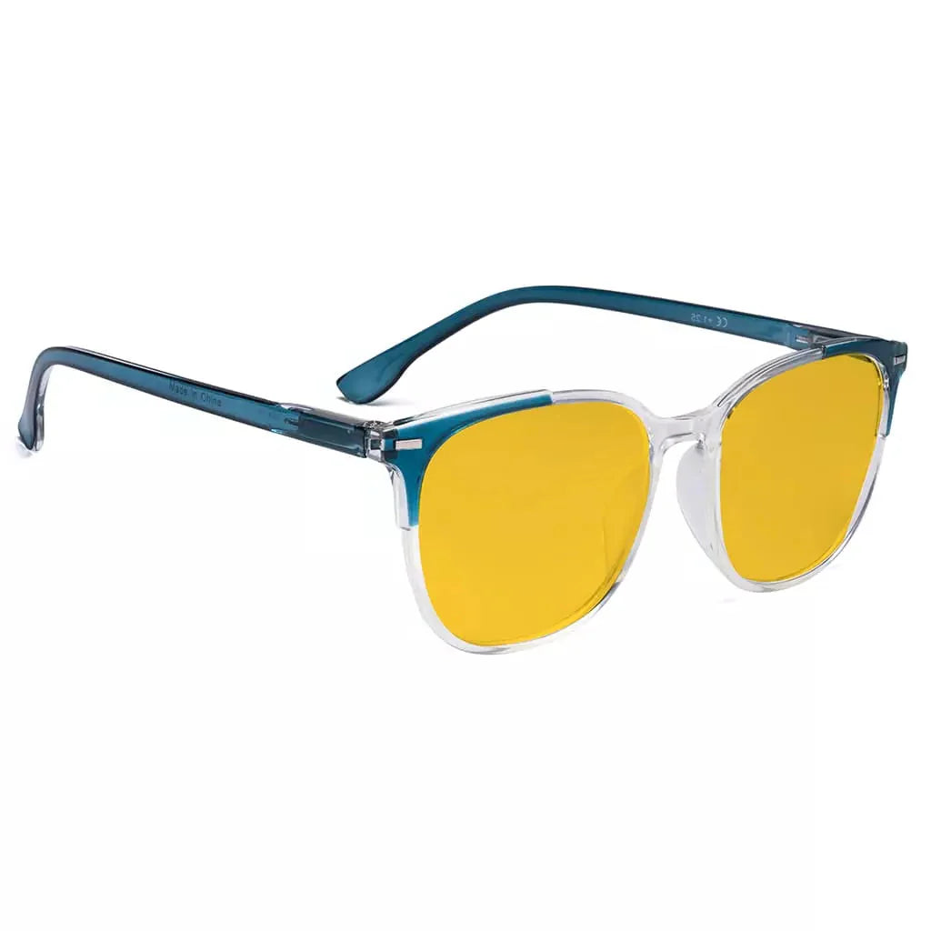 Amber Tinted Two-Tone Blue Light Blocking Reading Glasses Women