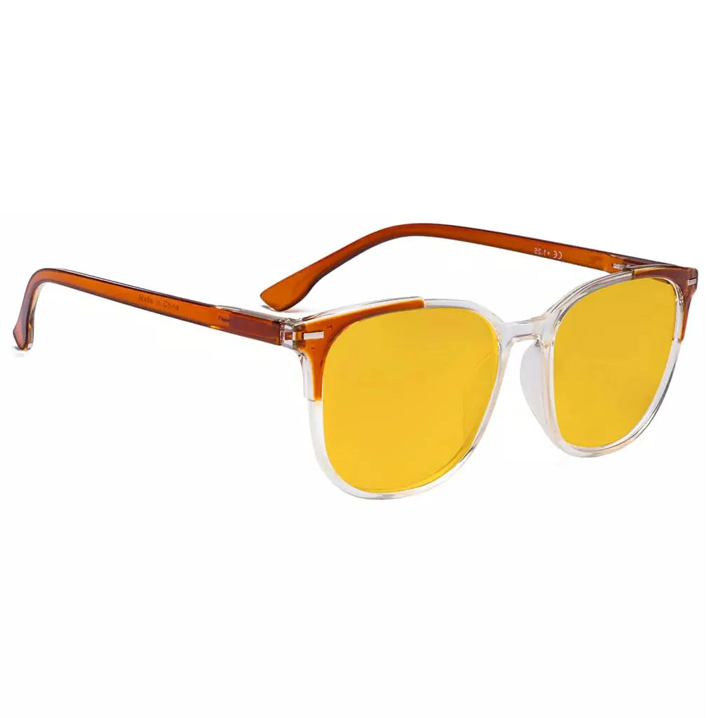 Amber Tinted Two-Tone Blue Light Blocking Reading Glasses Women