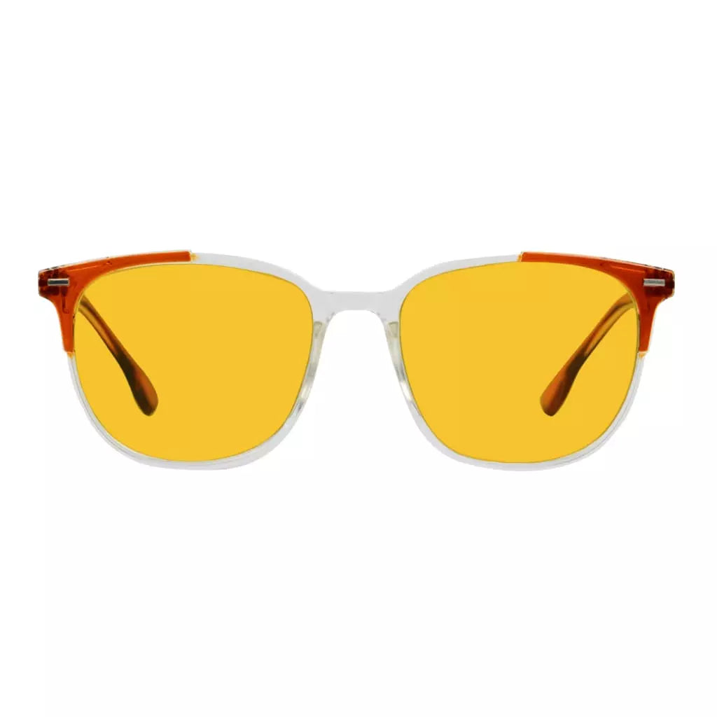 Amber Tinted Two-Tone Blue Light Blocking Reading Glasses Women