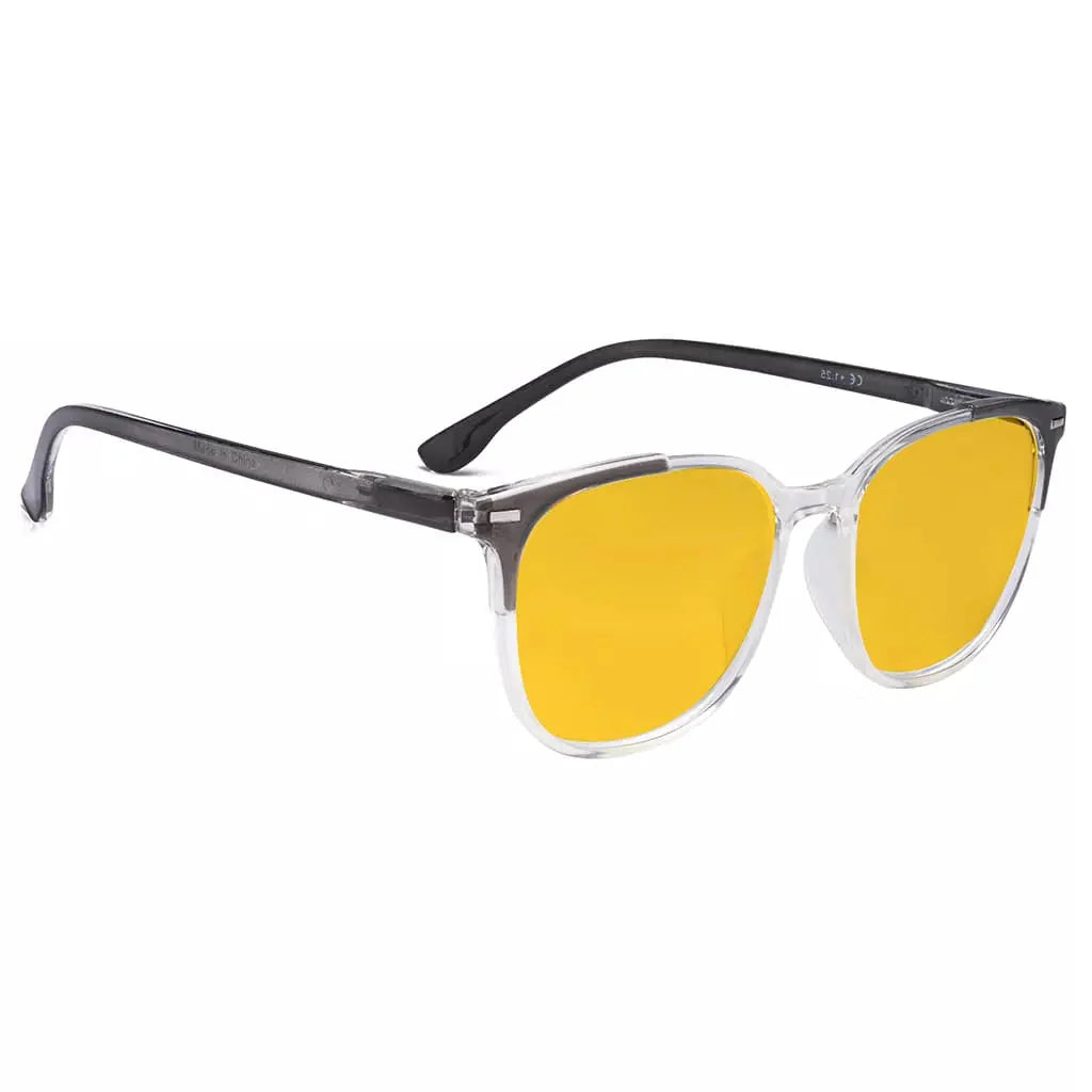 Amber Tinted Two-Tone Blue Light Blocking Reading Glasses Women