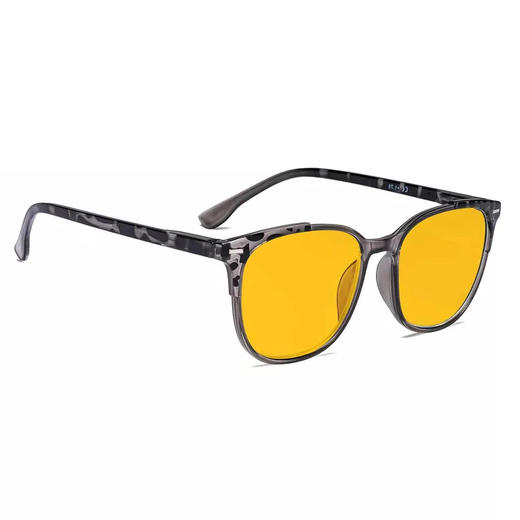 Amber Tinted Tortoise Patterned Blue Light Blocking Reading Glasses Women